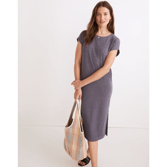 Madewell Ribbed Knit Tee Midi Shirt Dress Medium Casual Relaxed Fit Comfort - Picture 2 of 10
